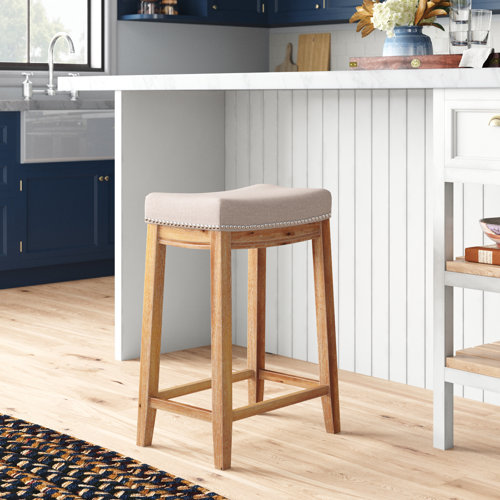 Bartonville Counter & Bar Solid Wood Backless Stool with Upholstered Seat